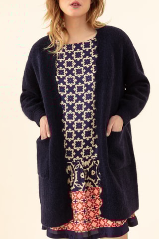 Gilet en laine et kid mohair Nola - Bleu marine