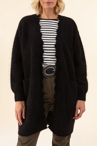 Gilet long en laine et en kid mohair Nola - Noir