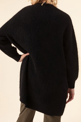 Gilet long en laine et en kid mohair Nola - Noir