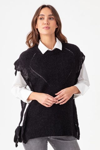 Pull en laine et alpaga sans manches - Noir