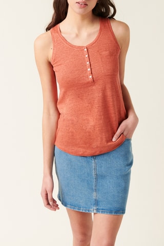 Camisola de alças em linho - 
Laranja