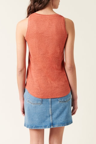 Camisola de alças em linho - 
Laranja