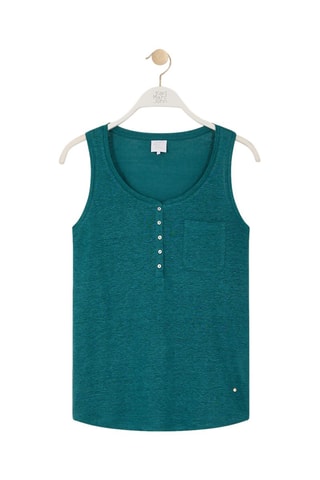 Camisola de alças em linho - 
Verde