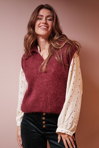 Camisola sem mangas em lã mohair Mendy - Bordô