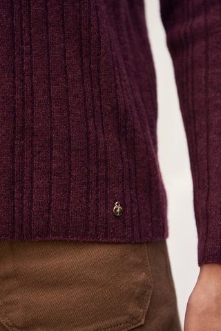 Camisola canelada em caxemira Bordô