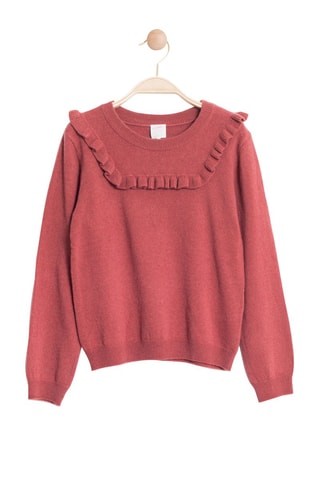 Camisola folheada de lã e caxemira Rosa-velho