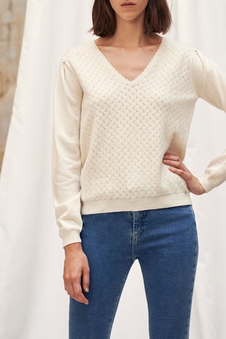 Camisola de lã e caxemira Creme