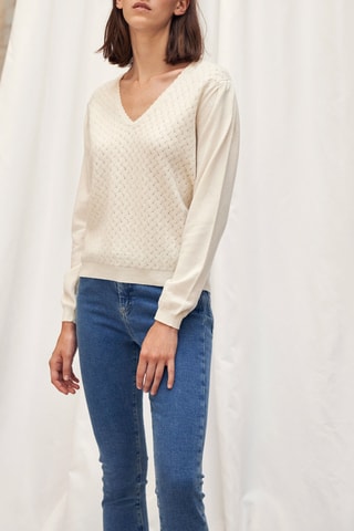 Camisola de lã e caxemira Creme