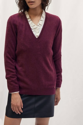 Camisola efeito ilusório em caxemira Bordô e cru