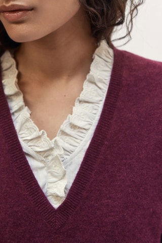 Camisola efeito ilusório em caxemira Bordô e cru