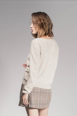 Camisola em caxemira Makina - Bege ­mesclado