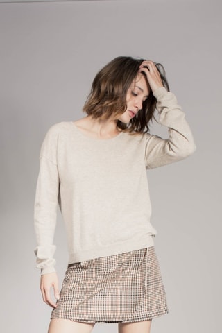 Camisola em caxemira Makina - Bege ­mesclado