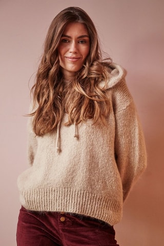 Camisola com capuz em lã mohair Malere - Bege