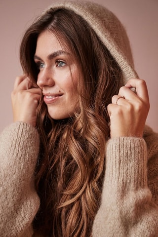 Camisola com capuz em lã mohair Malere - Bege