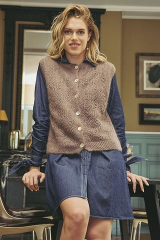 Colete em lã mohair Maelle - Castanho