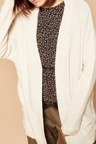 Casaco comprido de lã e caxemira Creme