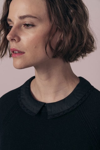 Casaco de malha efeito ilusório em lã e caxemira Menphis - Preto