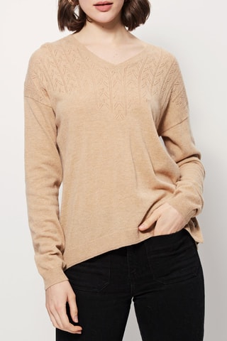 Casaco de malha em lã e caxemira Meredith - Bege