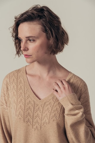 Casaco de malha em lã e caxemira Meredith - Bege