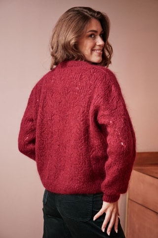 Casaco de malha em lã mohair e lã Meveille - Vermelho