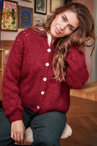 Casaco de malha em lã mohair e lã Meveille - Vermelho