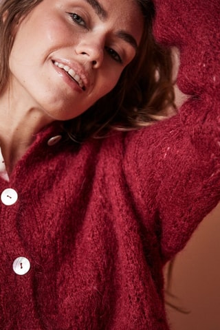 Casaco de malha em lã mohair e lã Meveille - Vermelho