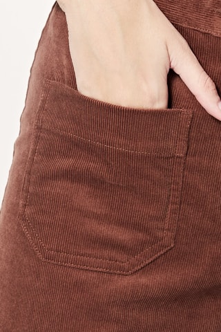 Calças wide legs em veludo de cintura alta Peterson - Castanho