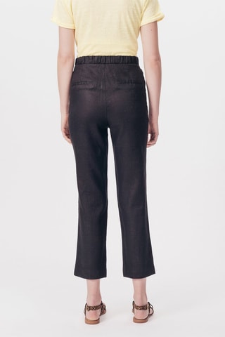 Calças chino em linho 7/8 cintura subida Panize Preto