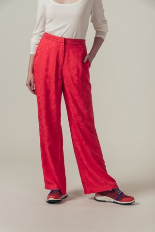 Calças wide legs de cintura subida Pimpante - Vermelho