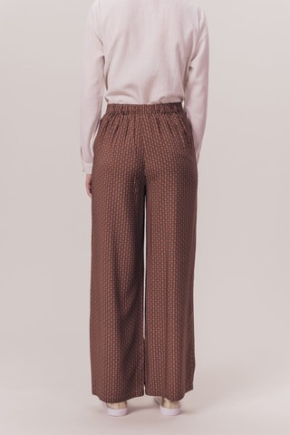 Calças wide legs de cintura subida Portland - Castanho