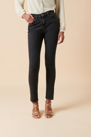 Calças de ganga direitas em algodão biológico - 
Preto