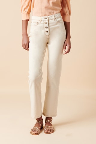 Calças de ganga direitas em algodão biológico - 
Branco