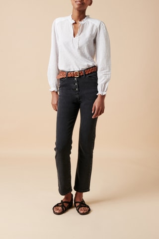 Calças de ganga direitas em algodão biológico - 
Preto