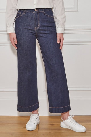 Calças de ganga 7/8 cintura subida Prisca - Azul-marinho