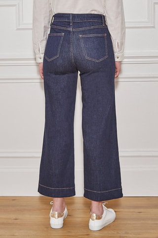 Calças de ganga 7/8 cintura subida Prisca - Azul-marinho