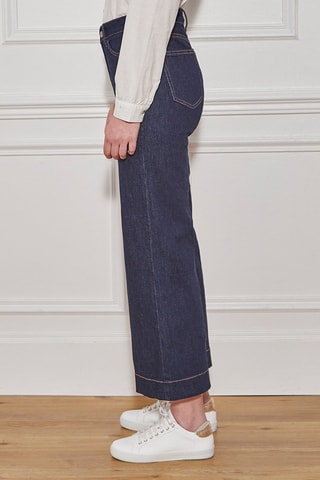 Calças de ganga 7/8 cintura subida Prisca - Azul-marinho