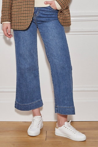 Calças de ganga 7/8 cintura subida Prisca - Azul-marinho