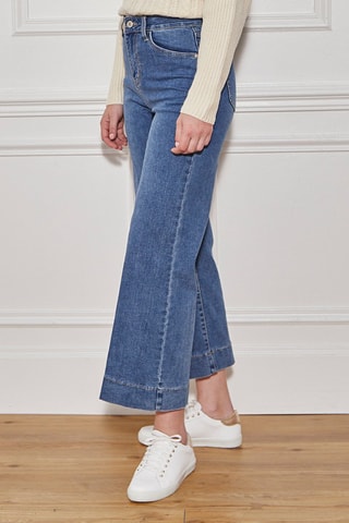 Calças de ganga 7/8 cintura subida Prisca - Azul-marinho