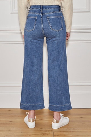 Calças de ganga 7/8 cintura subida Prisca - Azul-marinho