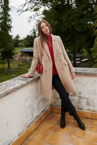 Sobretudo em lã Lawson - Bege­mesclado