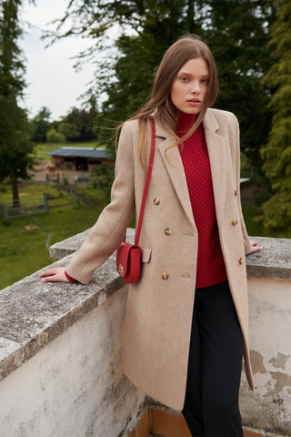 Sobretudo em lã Lawson - Bege­mesclado