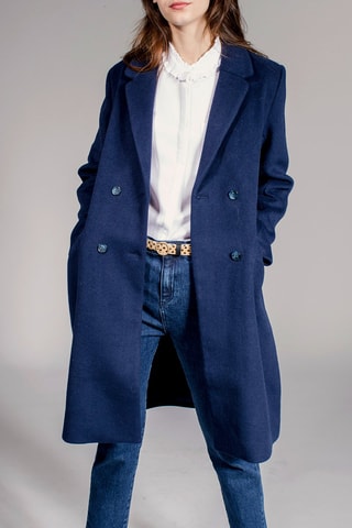 Sobretudo de lã Leonce Azul-marinho