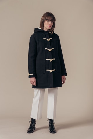 Sobretudo com capuz em lã Liverpool - Preto