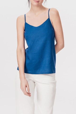 Top em linho Titounis Azul-real