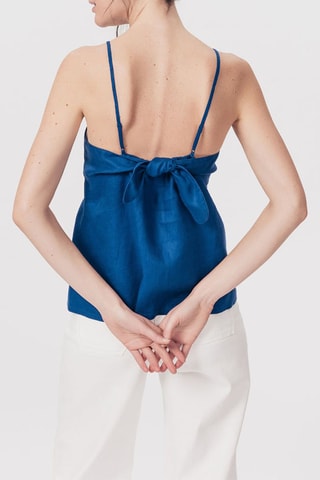 Top em linho Titounis Azul-real