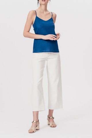 Top em linho Titounis Azul-real