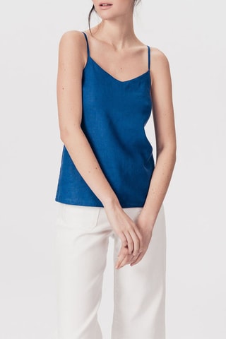 Top em linho Titounis Azul-real