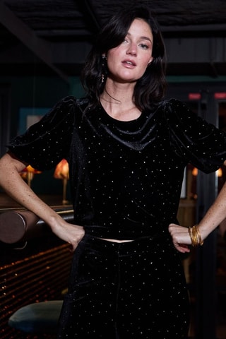 Top em veludo Talide - Preto