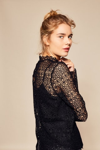 Top bordado Faience - Preto