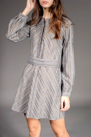 Vestido às riscas Regent Cinzento e dourado